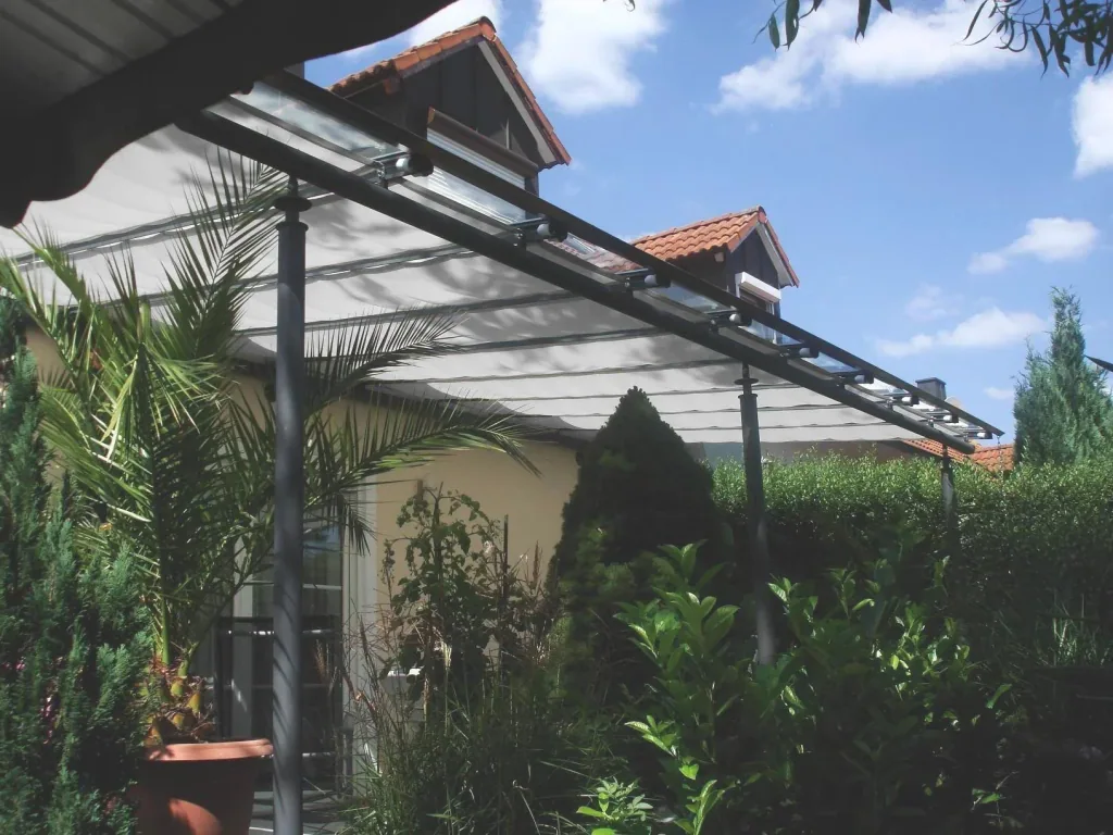 Zonnescherm gespannen met touwen, wit, 275 x 91 cm