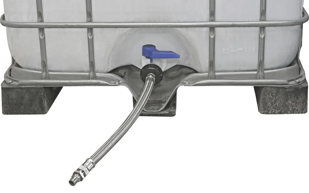 Aansluitset voor IBC-containers - met flexibele pantserslang