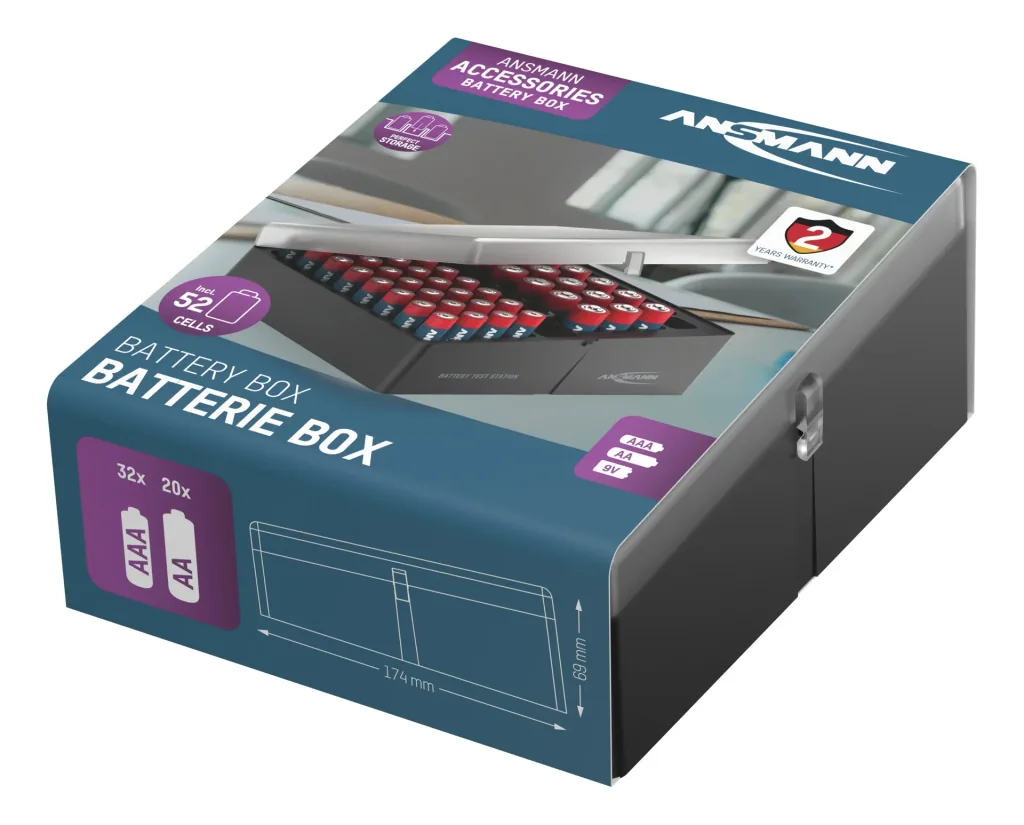 Opbergdoos voor maximaal 56 cellen, inclusief 52 batterijen