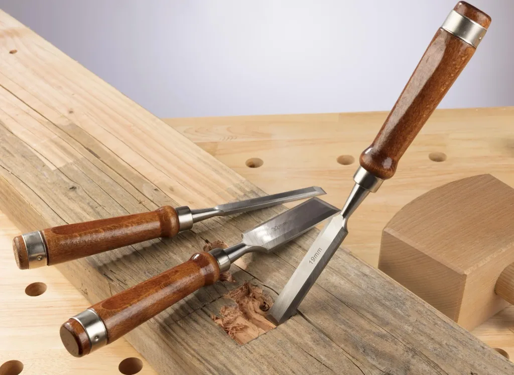 Chisel set in roll bag, 6 pieces