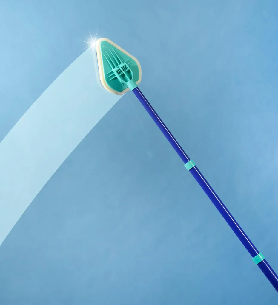 Badkamerwisser, mop met sponsborstel en telescoopsteel, speciale wisvorm, uitschuifbaar 45-90 cm