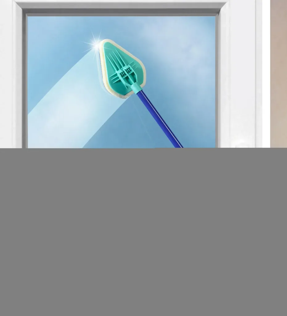 Badkamerwisser, mop met sponsborstel en telescoopsteel, speciale wisvorm, uitschuifbaar 45-90 cm