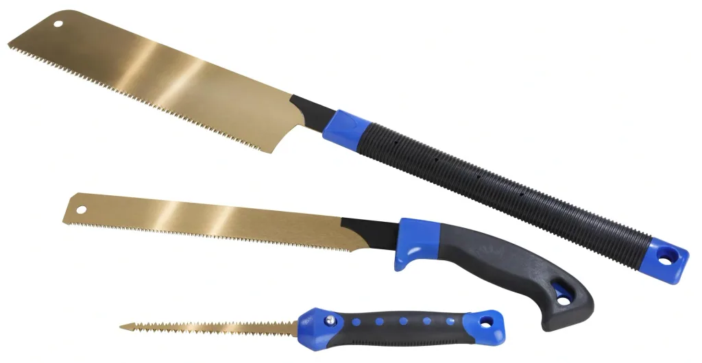 Fine-cutting saw set, 3 pieces, titanium-coated