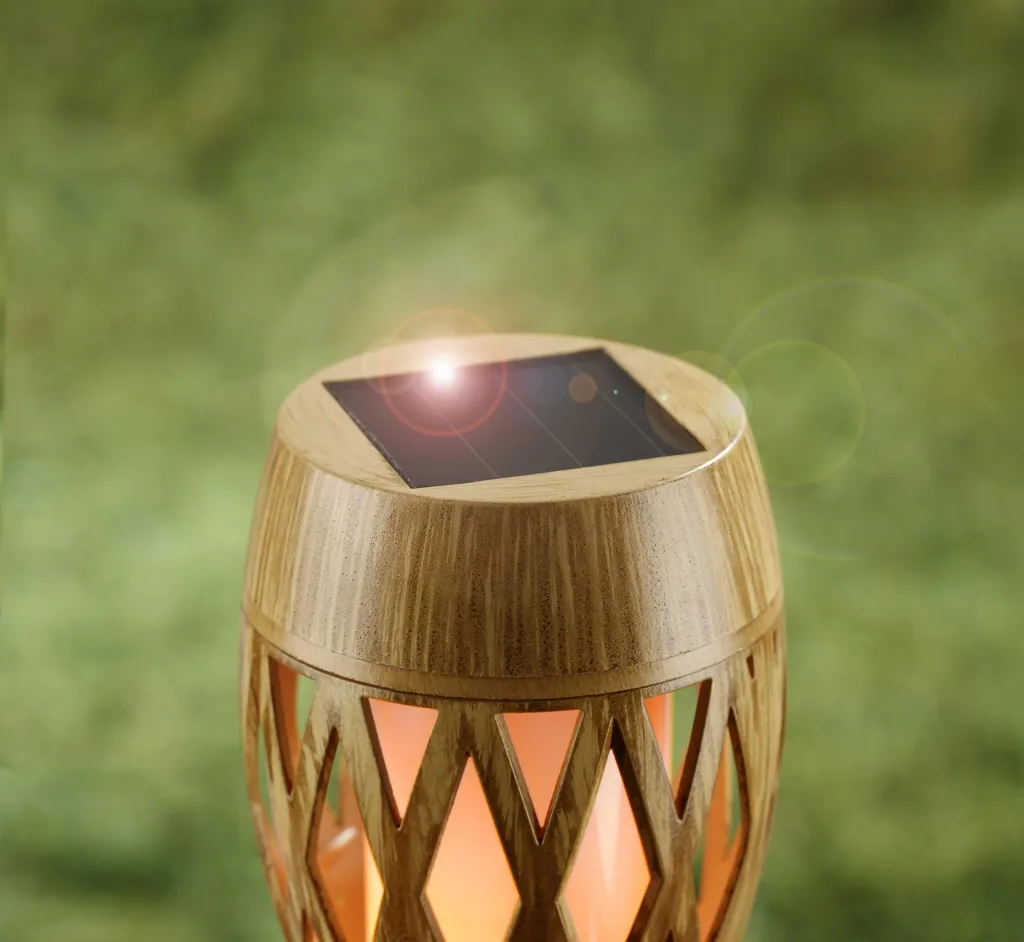 Bamboe zonnevlamblamp, set van 3