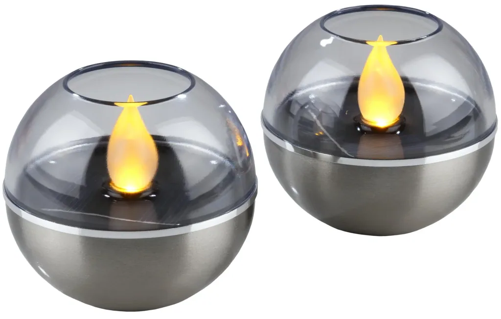 2-in-1 zonnelampen met flikkerend effect, amber, set van 2