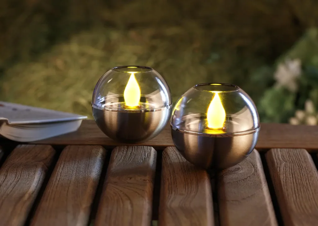 2-in-1 zonnelampen met flikkerend effect, amber, set van 2