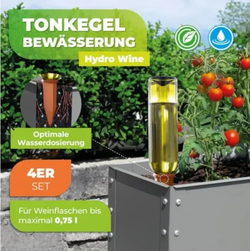 Bewateringskegels "Hydro Wine", set van 4 stuks