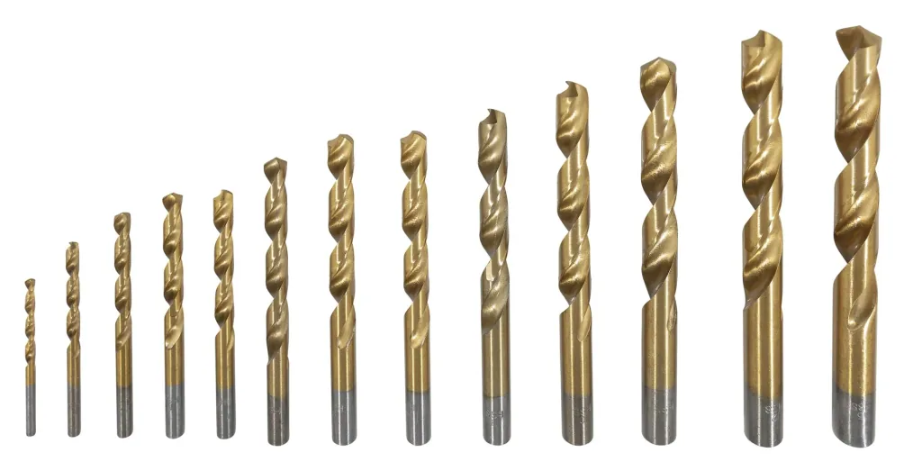 HSS spiraalboor set, titanium gecoat, 13-delig