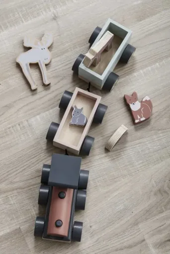 Kids Concept speelgoedtrein hout met bosdieren