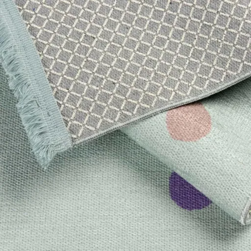 Livone kindertapijt wasbaar mint stippen kleurrijk, Tapijtmaat: 140 x 190 cm