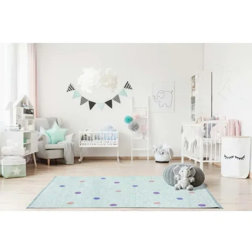 Livone kindertapijt wasbaar mint stippen kleurrijk, Tapijtmaat: 140 x 190 cm