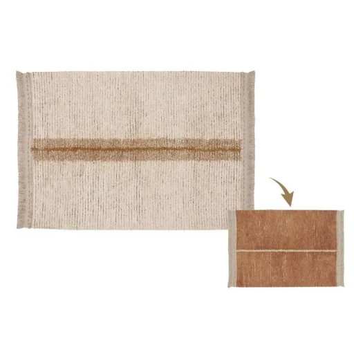 Lorena Canals wasbaar omkeerbaar vloerkleed "Reversible Duetto" bruin, Maat: 140 x 200 cm