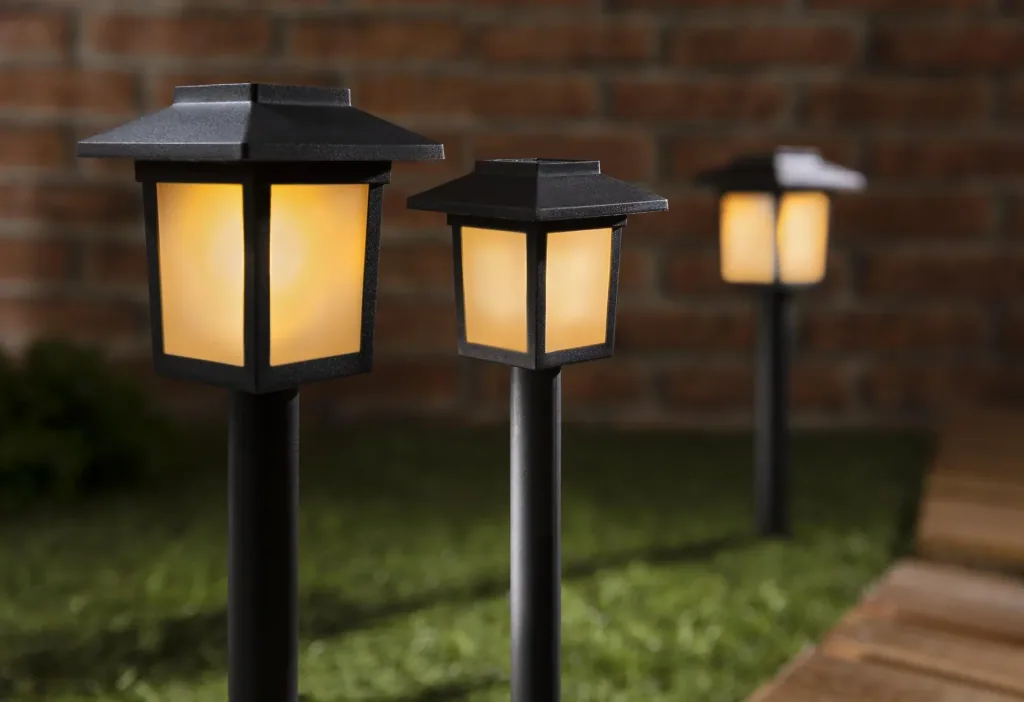 Zonnelantaarn met vlameffect, set van 3 stuks
