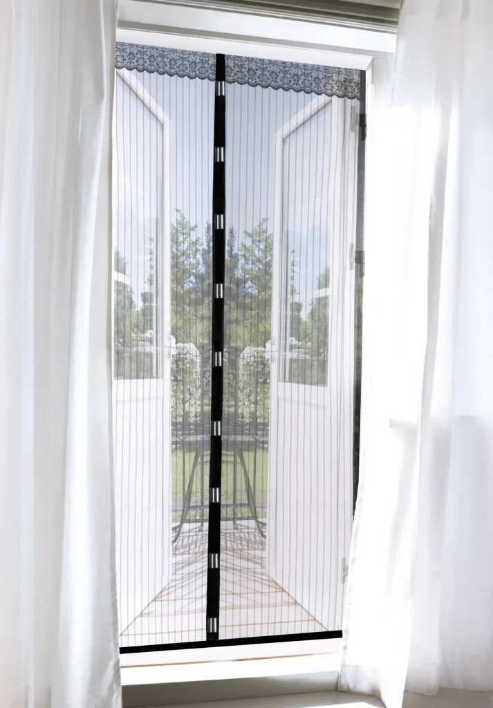 Muggennet Magic Klick 90 x 210 cm voor deuren, zwart met magneetsluiting