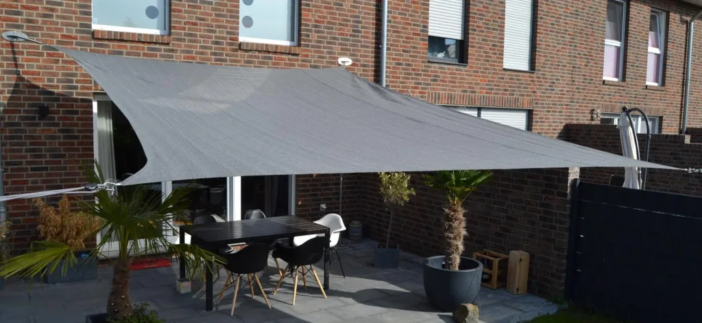 Vierkant HDPE-zonneschermdoek, grijs, 300 x 500 cm