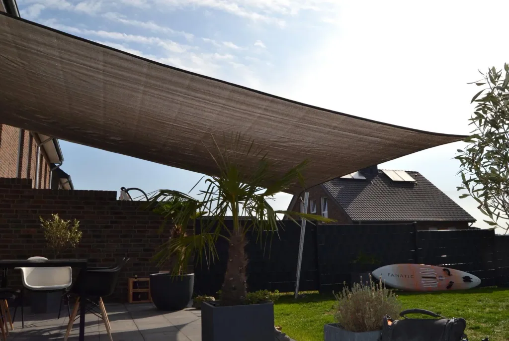 Vierkant HDPE-zonneschermdoek, grijs, 300 x 500 cm