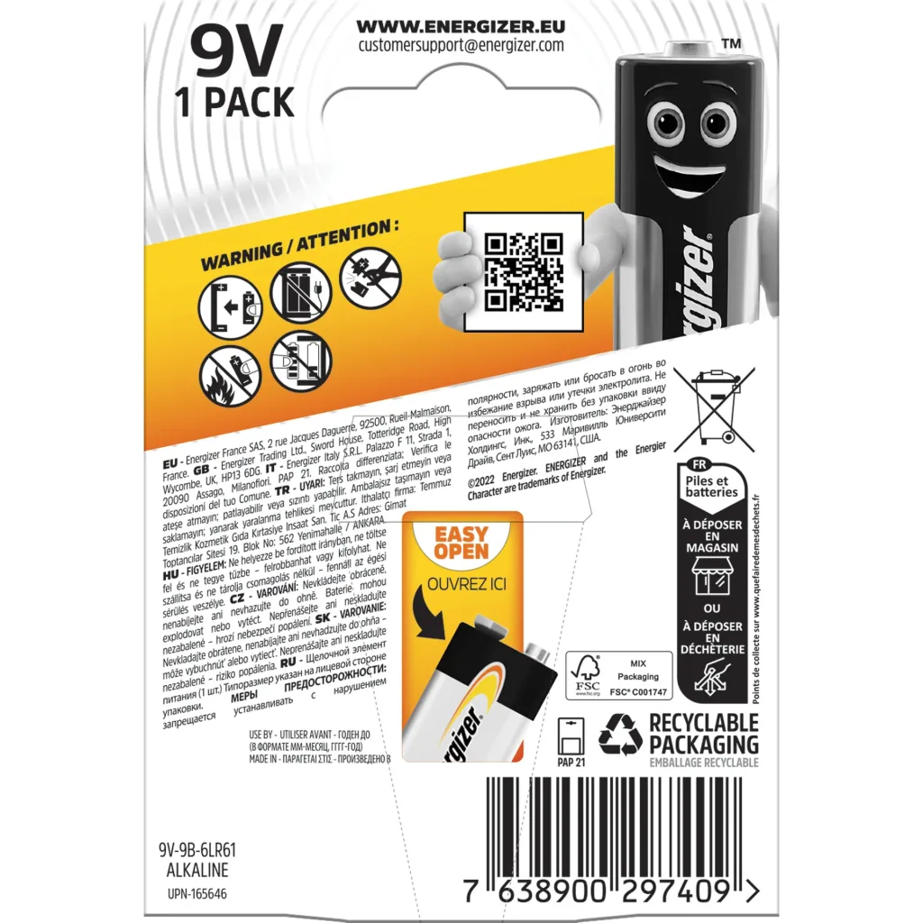 Energizer Alkaline Power E-Block (9V) - 1er Blister
