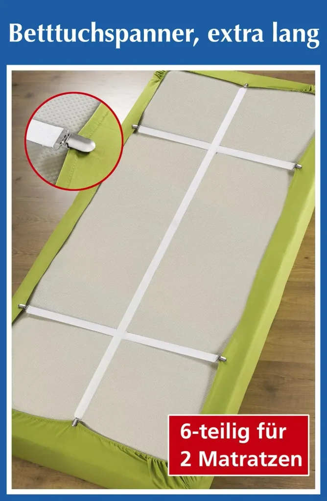 Bed sheet tighteners, extra long, 6-piece