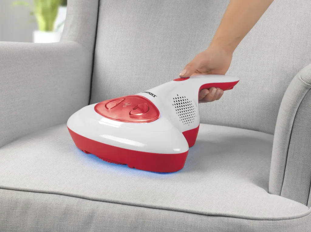 Cordless mite handheld vacuum cleaner with UV-C light 14.8V red/white