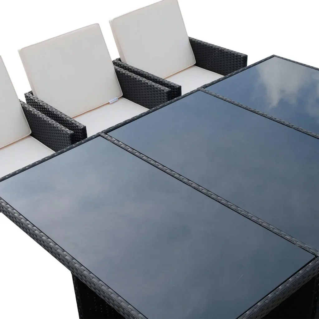 Polyrattan garden furniture 27 pcs. with cushions aluminum black