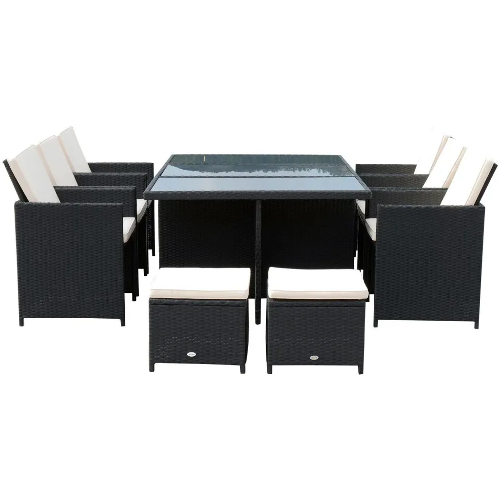 Polyrattan garden furniture 27 pcs. with cushions aluminum black