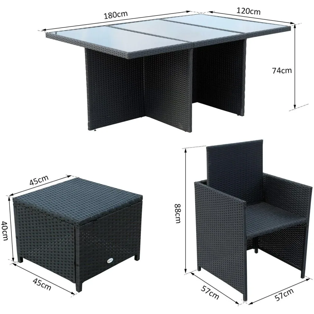 Polyrattan garden furniture 27 pcs. with cushions aluminum black
