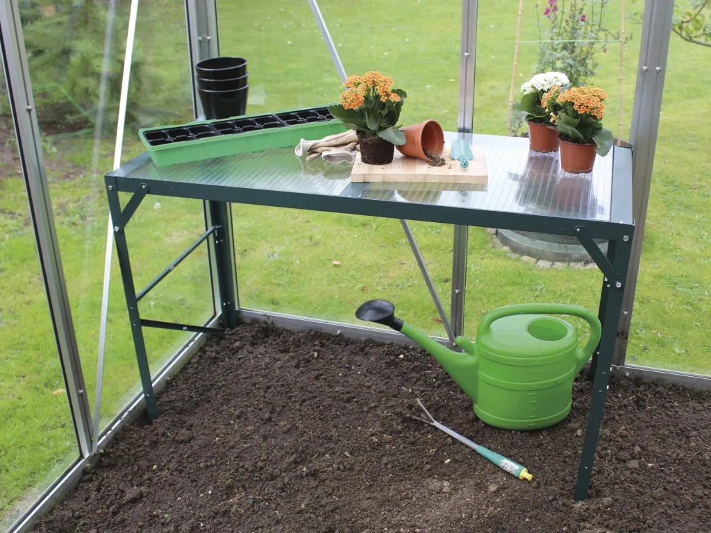 Aluminum table, color 1 shelf, color HKP, color emerald