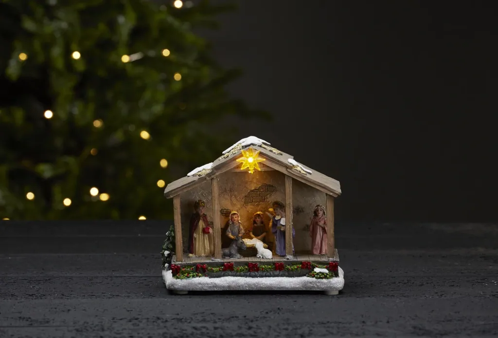 Nativity scene with LED lighting