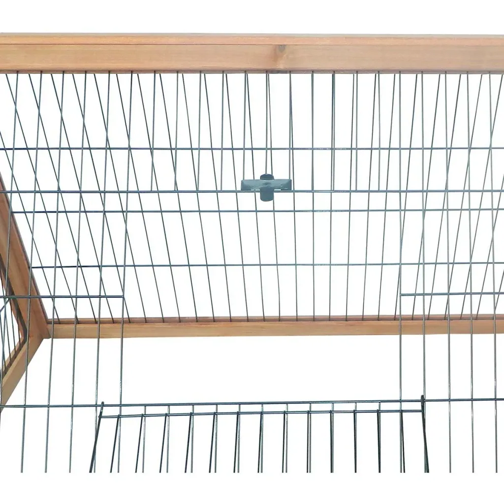 Triangular small animal hutch with outdoor enclosure, yellow, 116 x 62.2 x 52.5 cm
