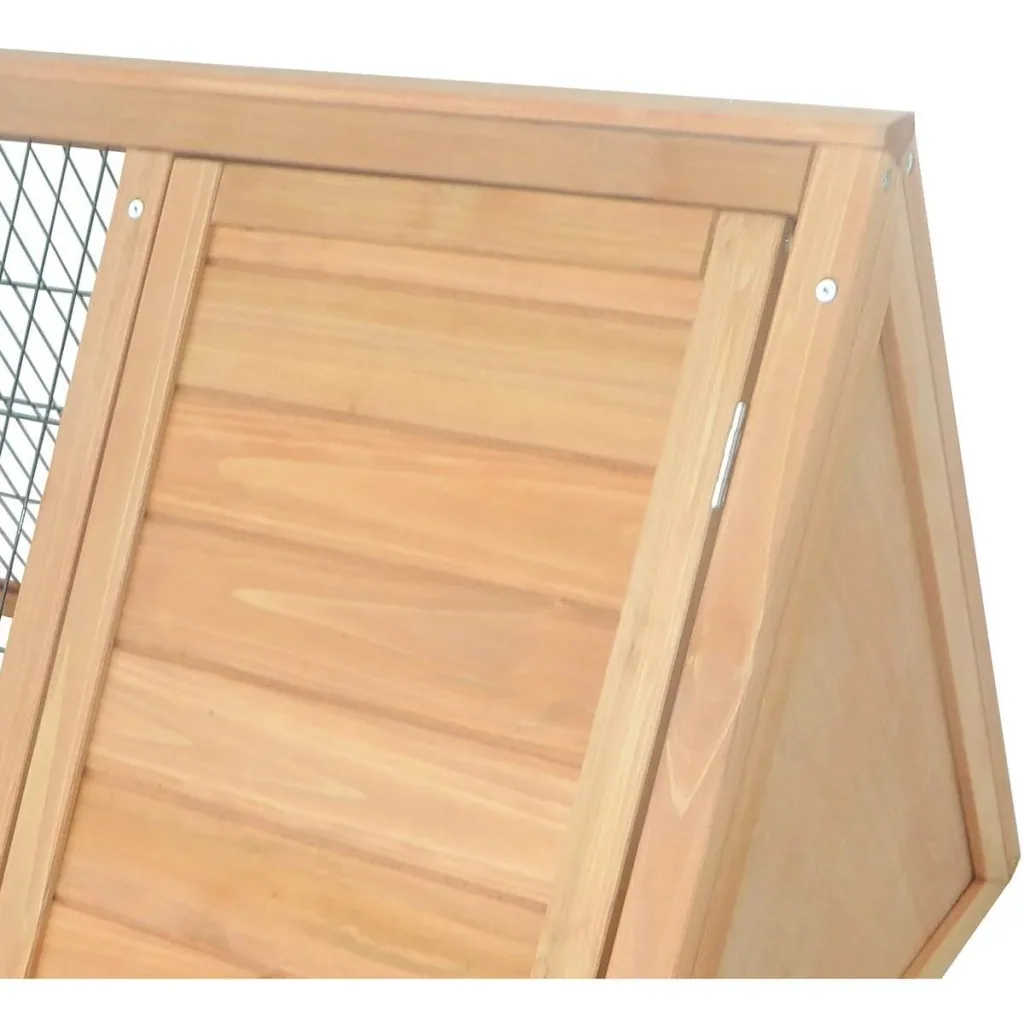 Triangular small animal hutch with outdoor enclosure, yellow, 116 x 62.2 x 52.5 cm