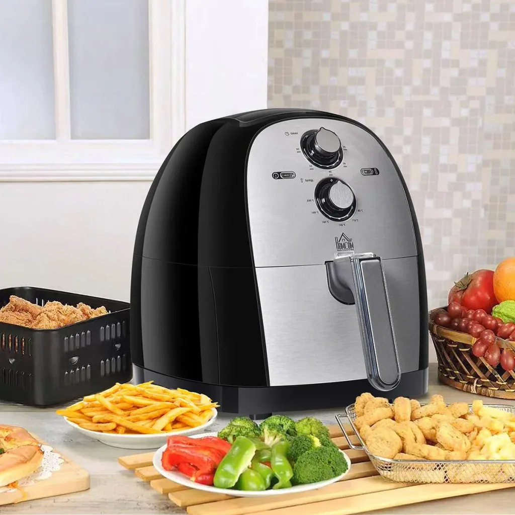 Air fryer frying basket 5L 1700W hot air fryer for frying, grilling, roasting, baking without fat PP aluminum silver