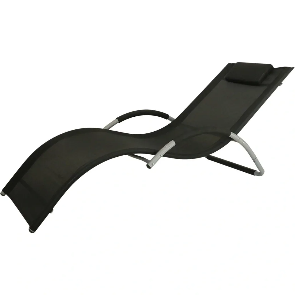 Garden lounger sun lounger with cushion relaxation lounger ergonomic weatherproof aluminum black 168 x 63 x 68 cm