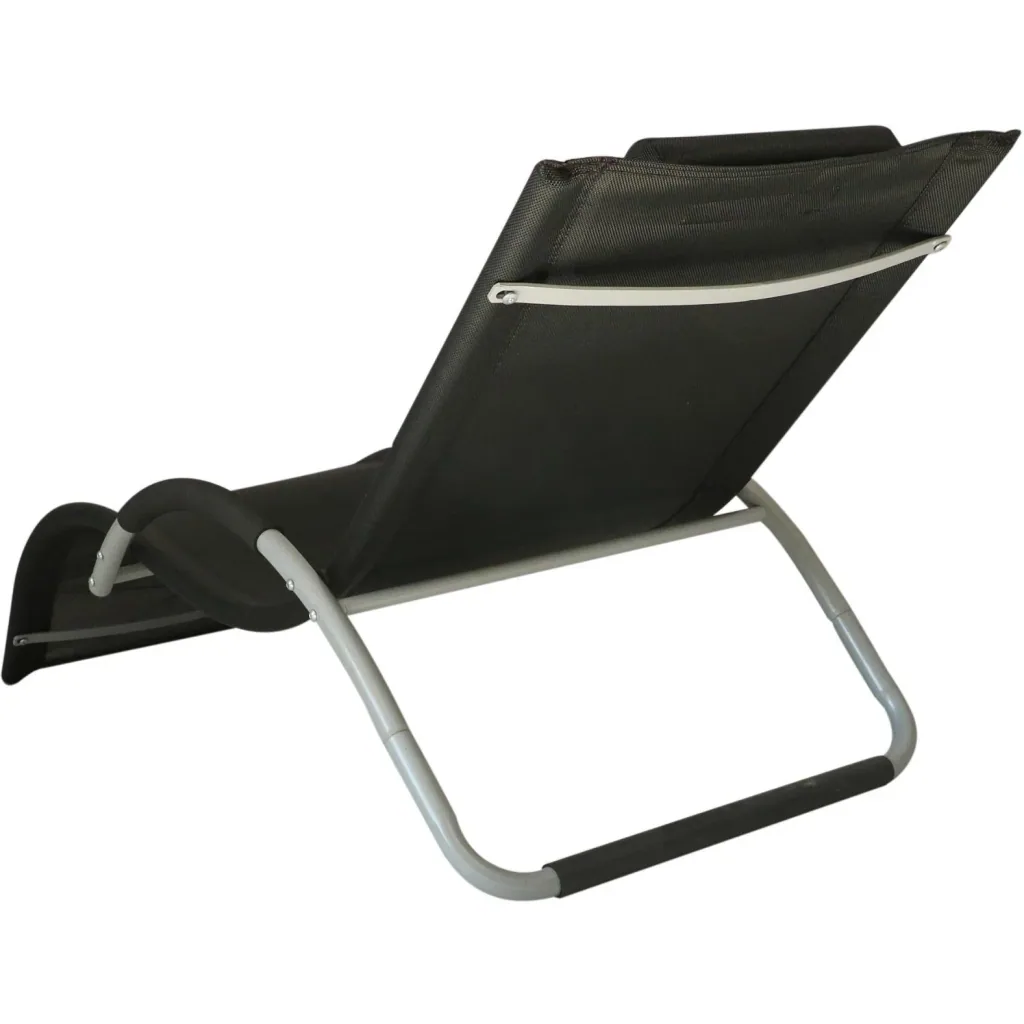 Garden lounger sun lounger with cushion relaxation lounger ergonomic weatherproof aluminum black 168 x 63 x 68 cm