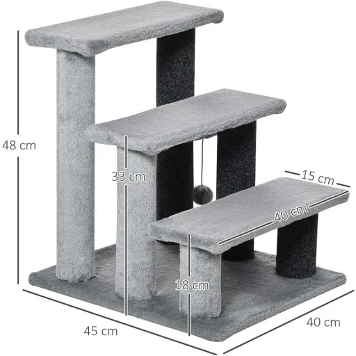 Pet stairs with scratching posts grey
