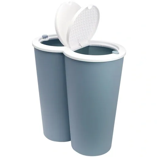 Dual waste bin for separating plastic waste blue 2x25L