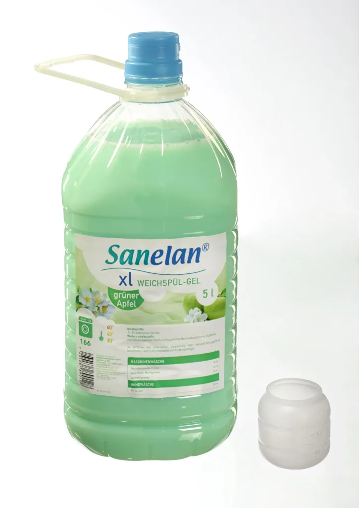 Fabric softener gel green apple, 5 l including dosing cup and tap