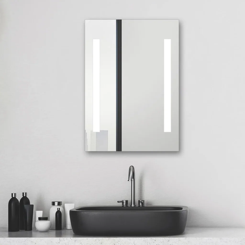 Bathroom mirror with lighting, "Horizon" - 50 x 70 cm - Light color neutral white