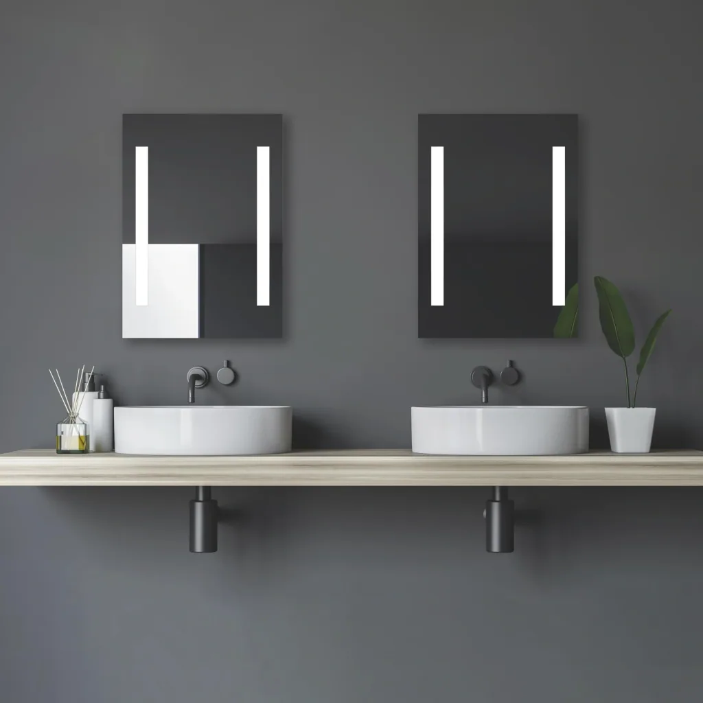 Bathroom mirror with lighting, "Horizon" - 50 x 70 cm - Light color neutral white