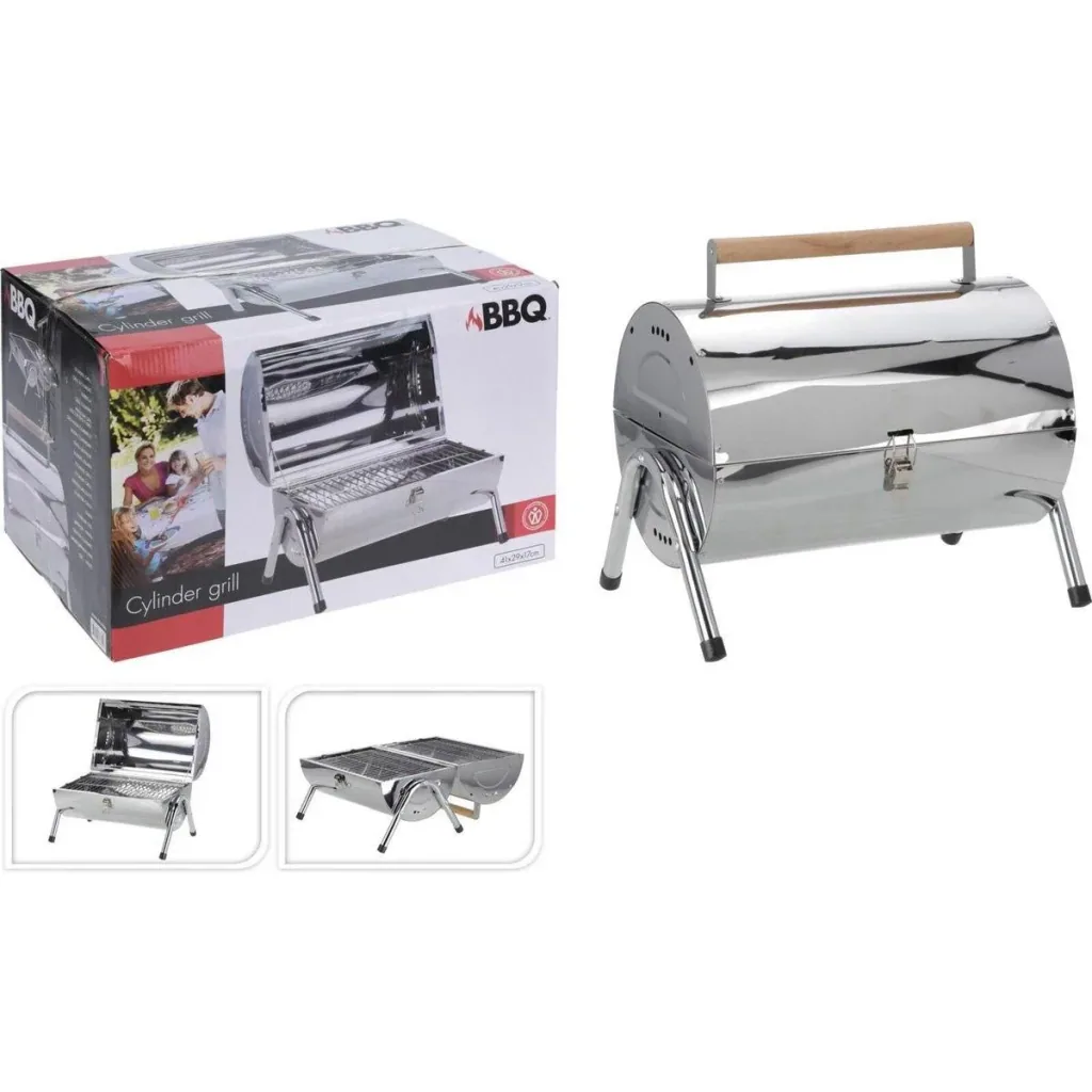 BBQ Collection Charcoal Grill - Cylinder - Chrome