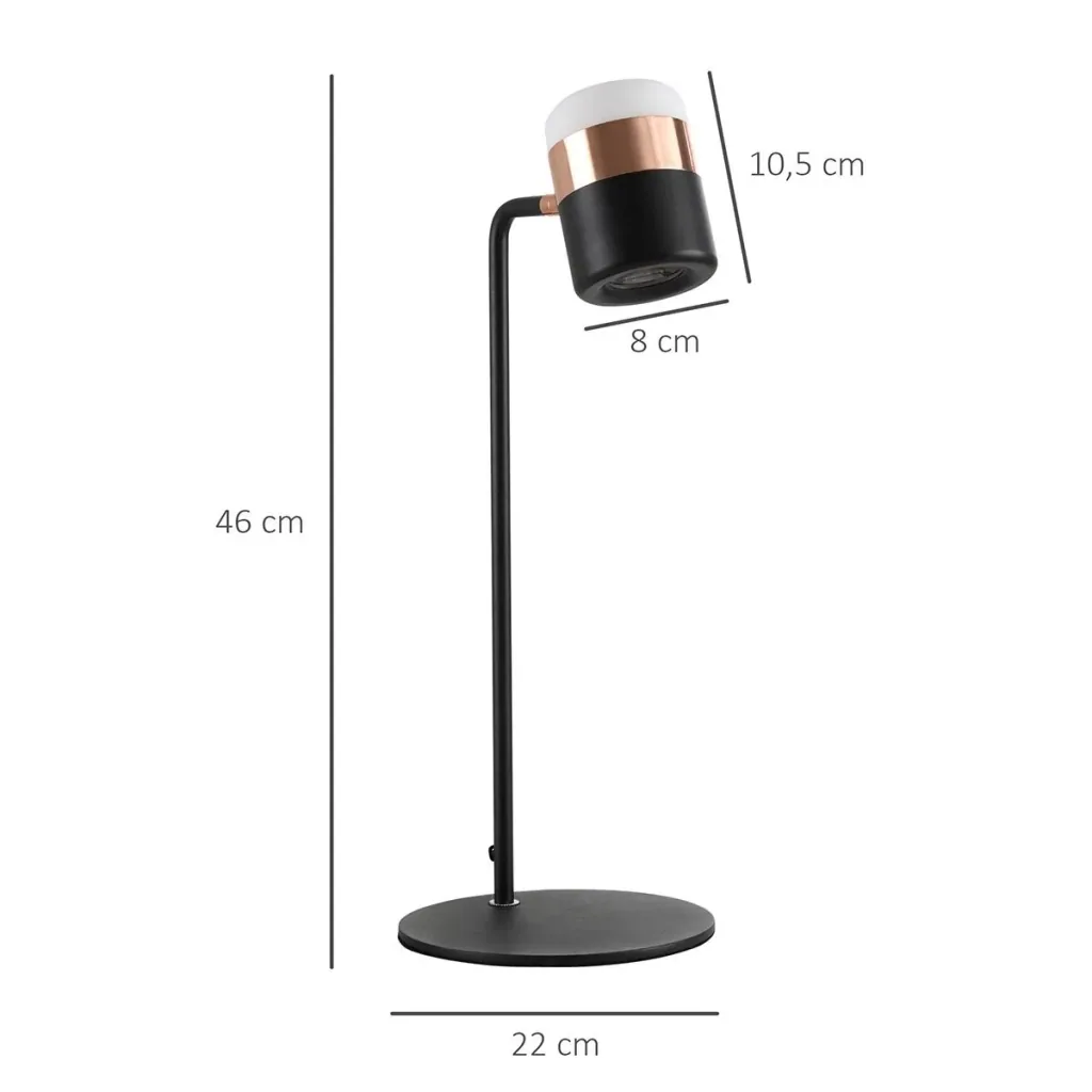 Table lamp bedside lamp table lamp LED 90° adjustable industrial style metal black+gold 27 x 24 x 51 cm