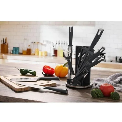 Kitchen knife set - with standard - 8-piece - gray