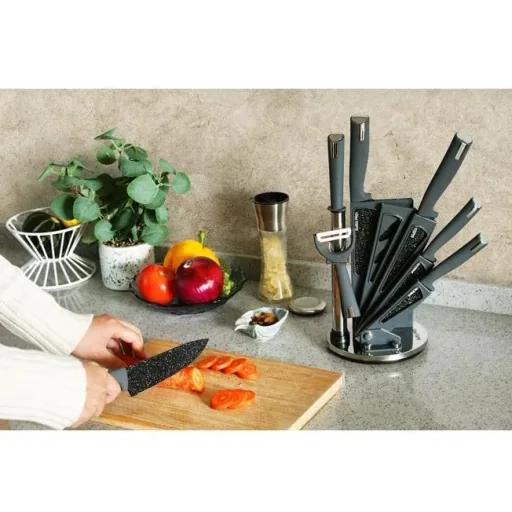 Kitchen knife set - with standard - 8-piece - gray