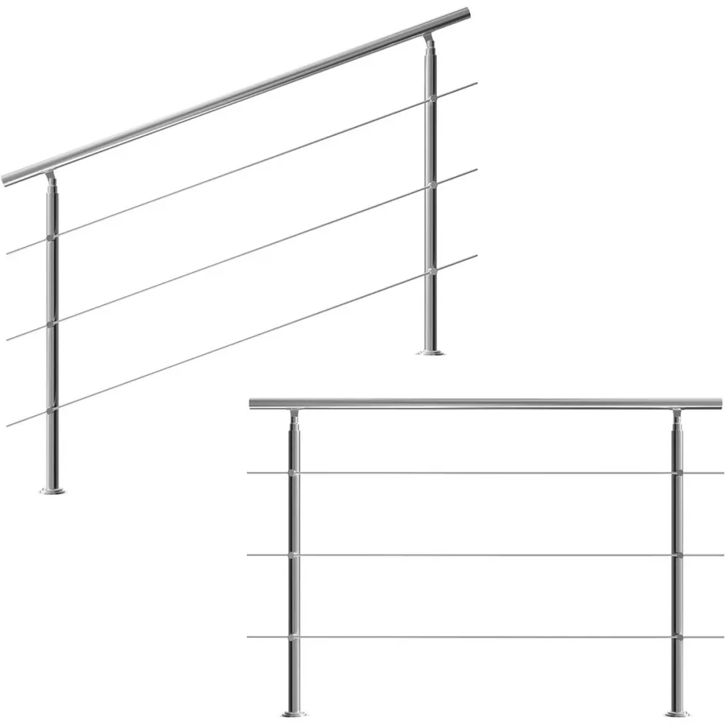 Railing - stainless steel - 160 cm - 3 posts