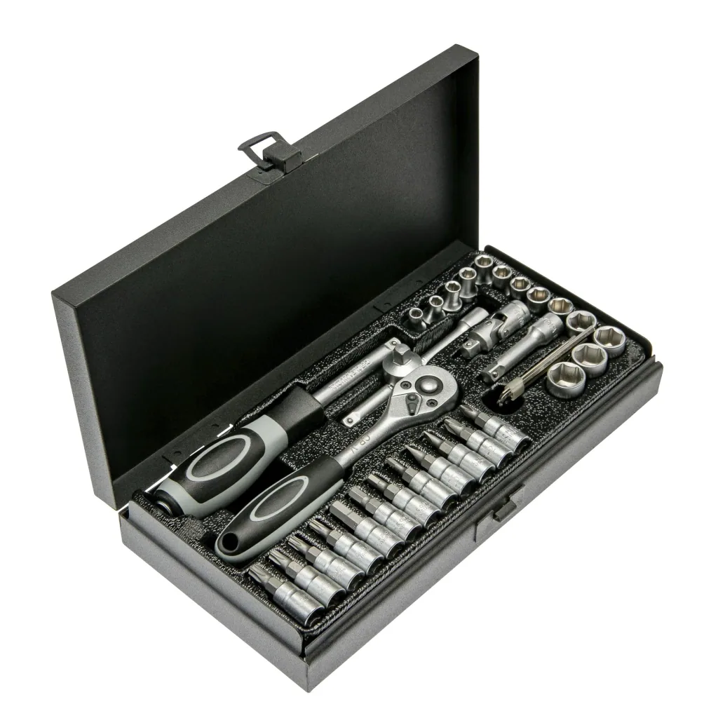 1/4" socket wrench set, 36 pieces in a steel case