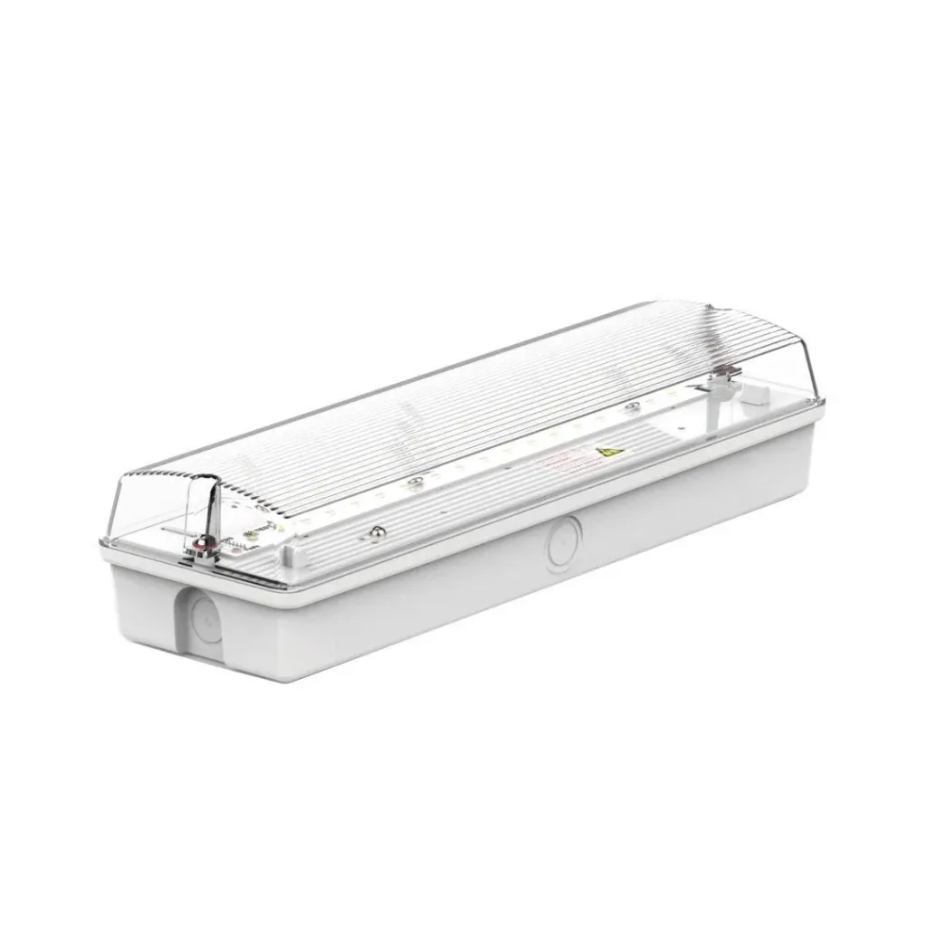 LED escape route light, emergency exit with emergency power unit offers a TEST function, wall mounting & IP65 protection