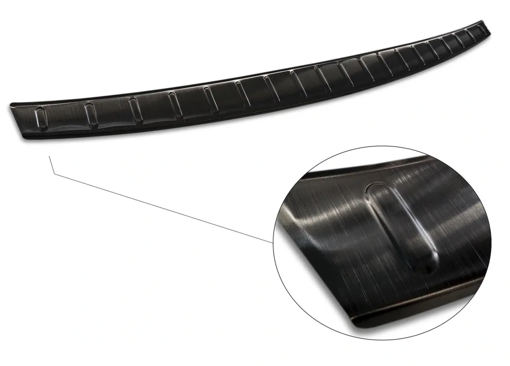 Stainless steel loading sill protector, Mercedes CLA II Sh. Br. X118, 2019>, graphite/black, OEM quality, brushed