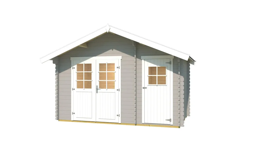 Garden house 253 Gr.1 420 x 260 x 270 cm light grey, 28 mm, double door, with 2nd room single door