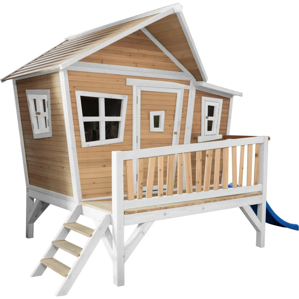 Emma Playhouse Brown/White - Blue Slide