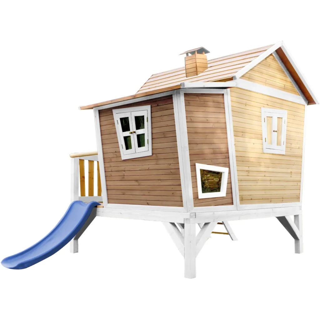 Emma Playhouse Brown/White - Blue Slide