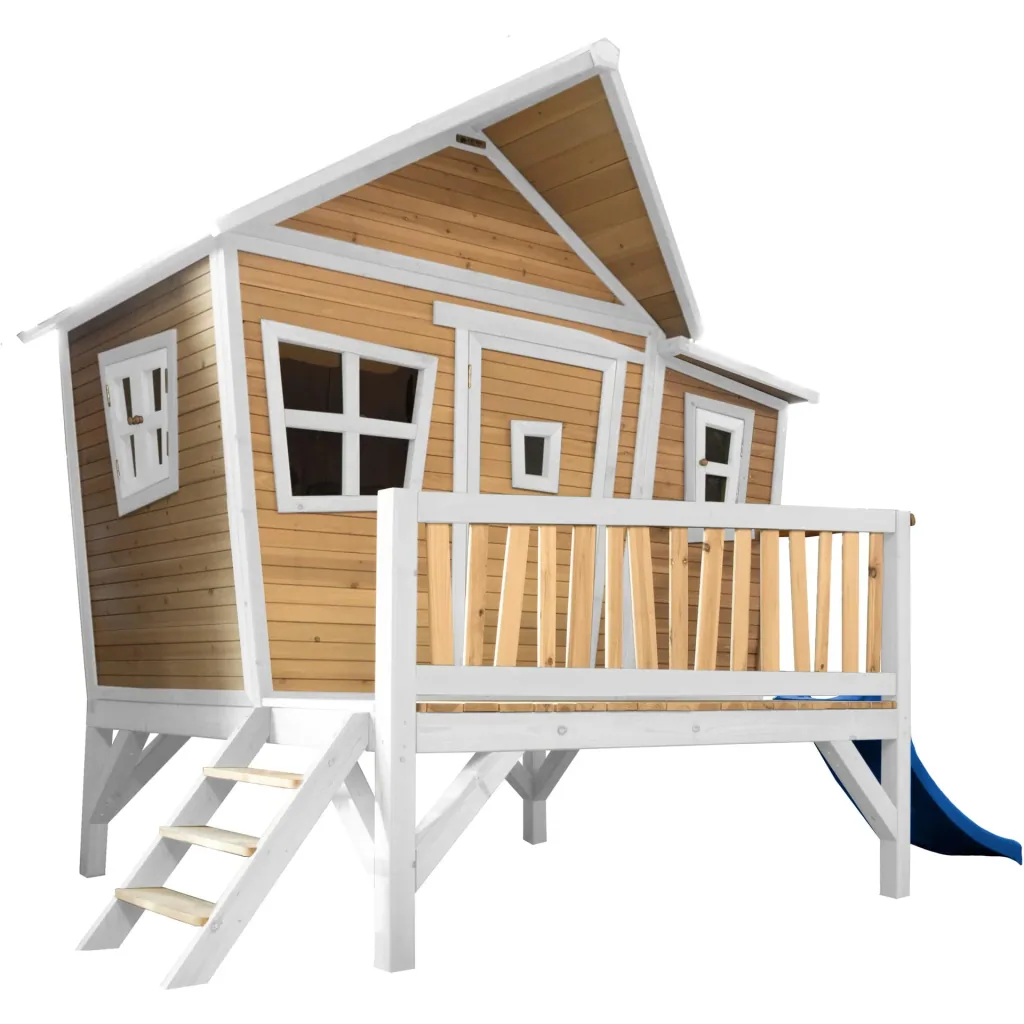 Emma Playhouse Brown/White - Blue Slide